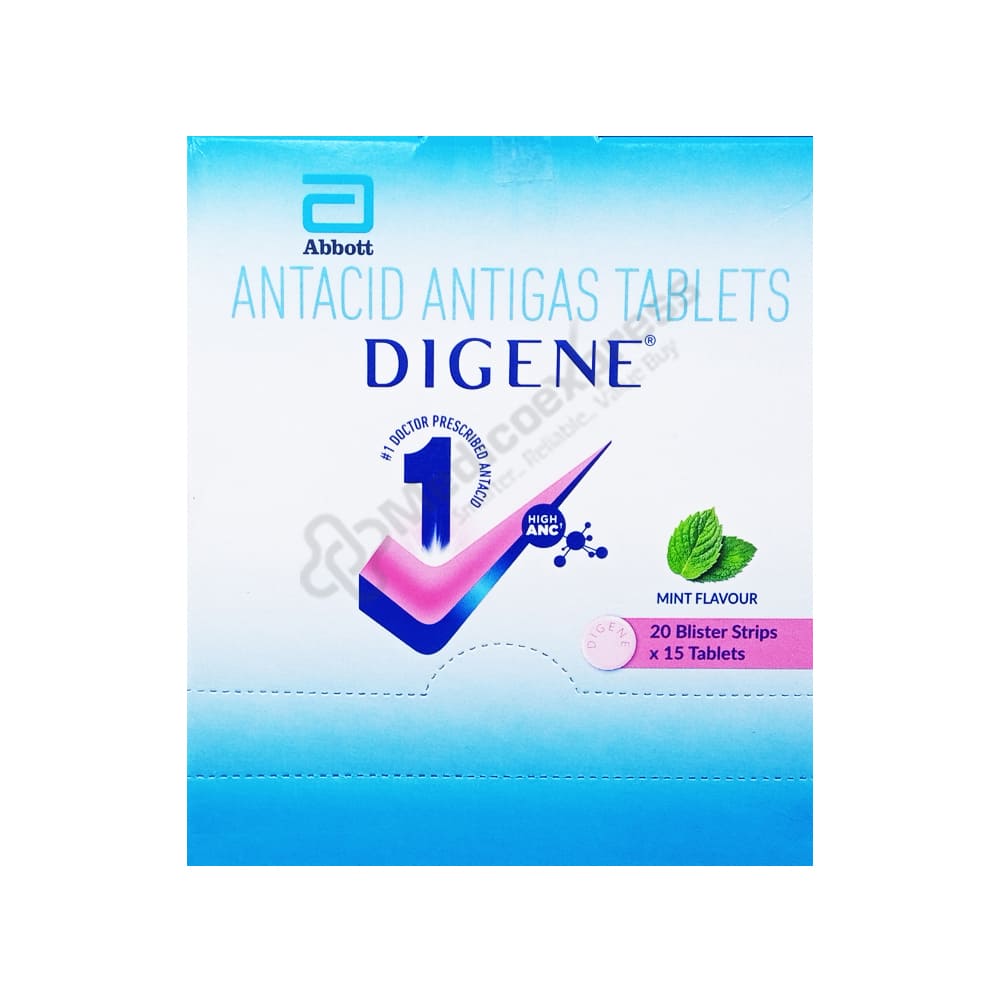 Digene Tablets Acidity & Gas Relief Mint Flavour 15's